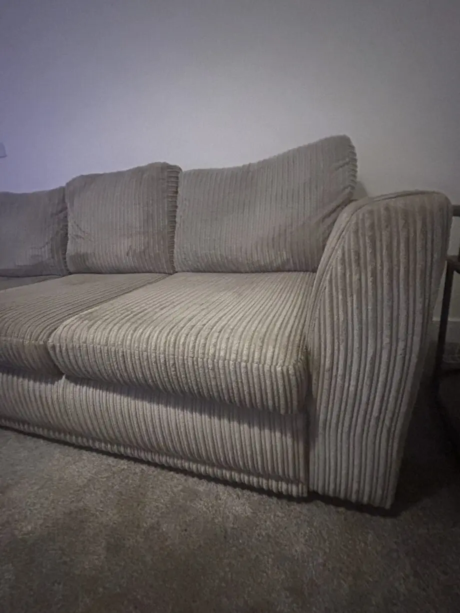 Grey 3 seater corded sofa