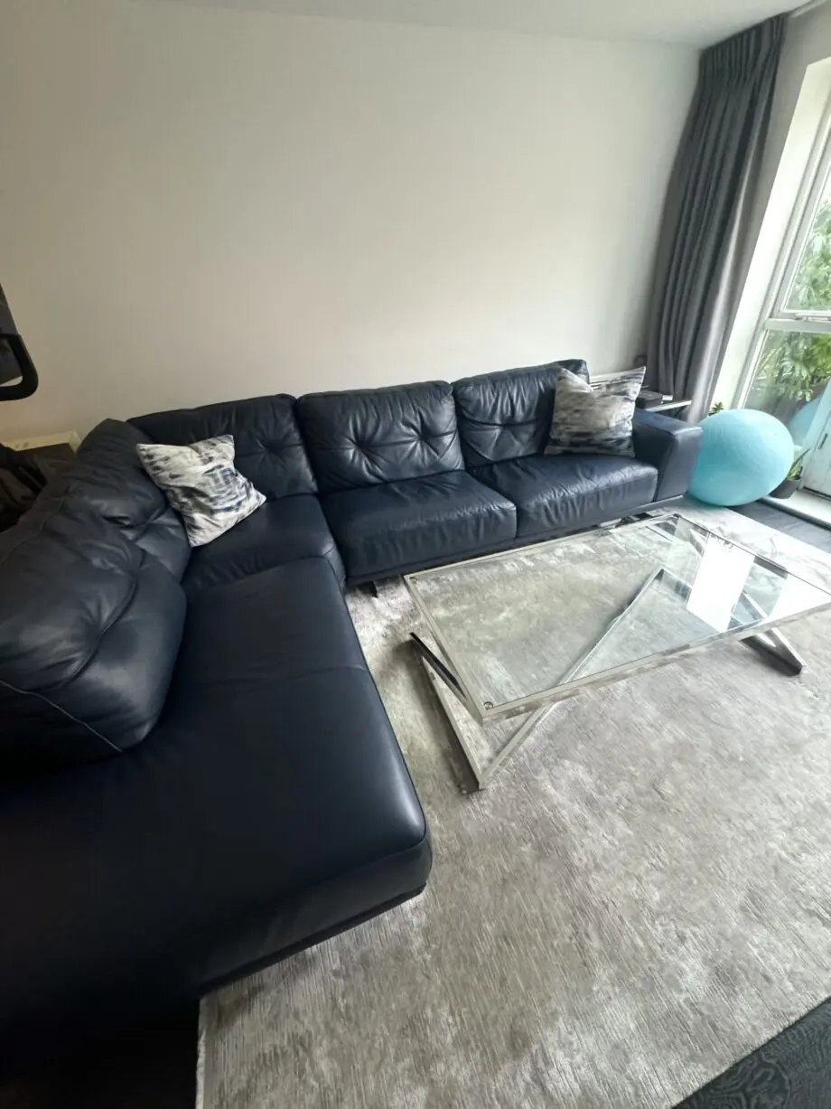 Fishpools Navy Italian Leather Corner Sofa