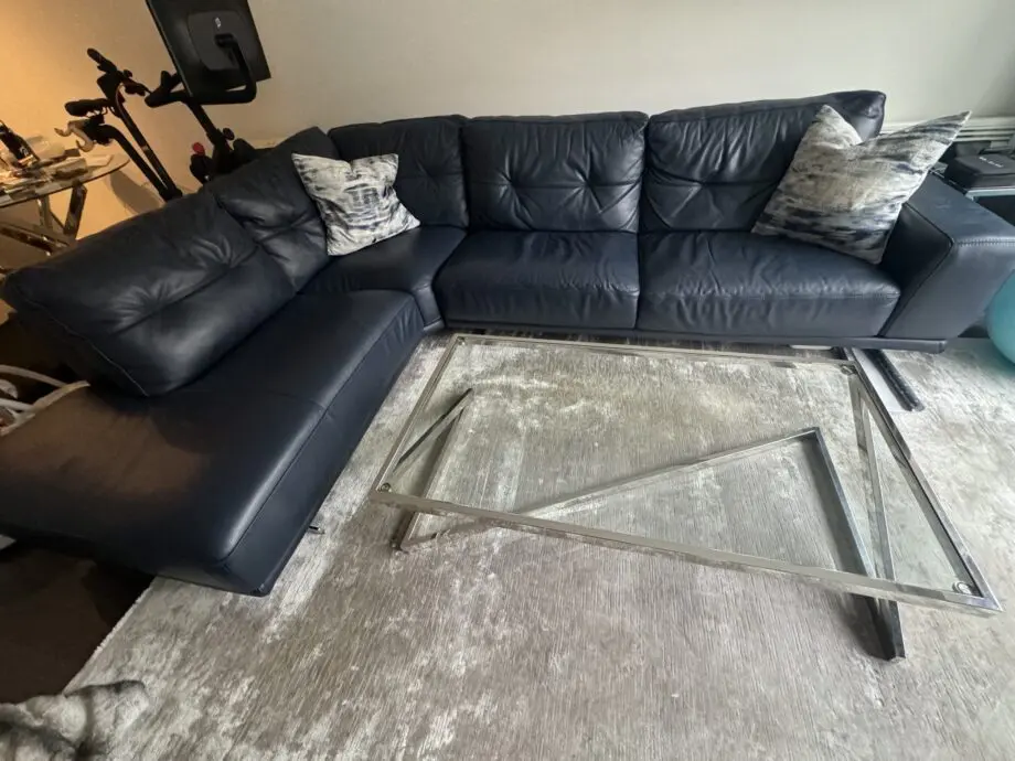 Fishpools Navy Italian Leather Corner Sofa
