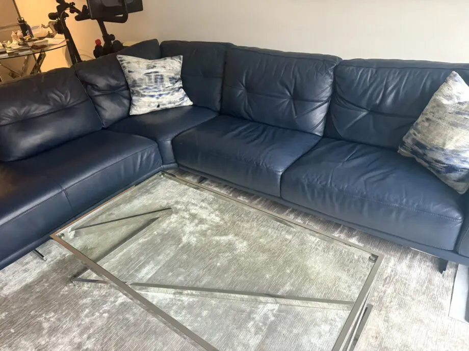 Fishpools Navy Italian Leather Corner Sofa