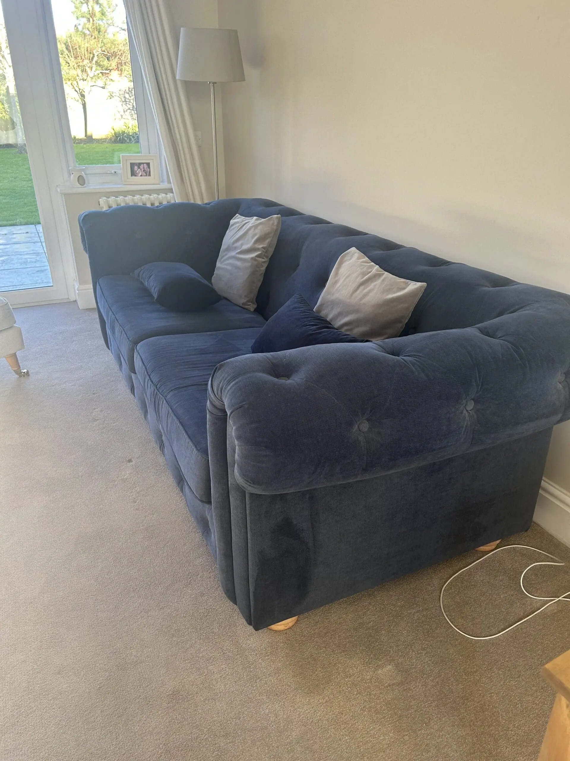 Navy Blue DFS button back 2 and 3 seater sofa Sofalistic The Sofa Marketplace buy and sell preloved sofas nationwide