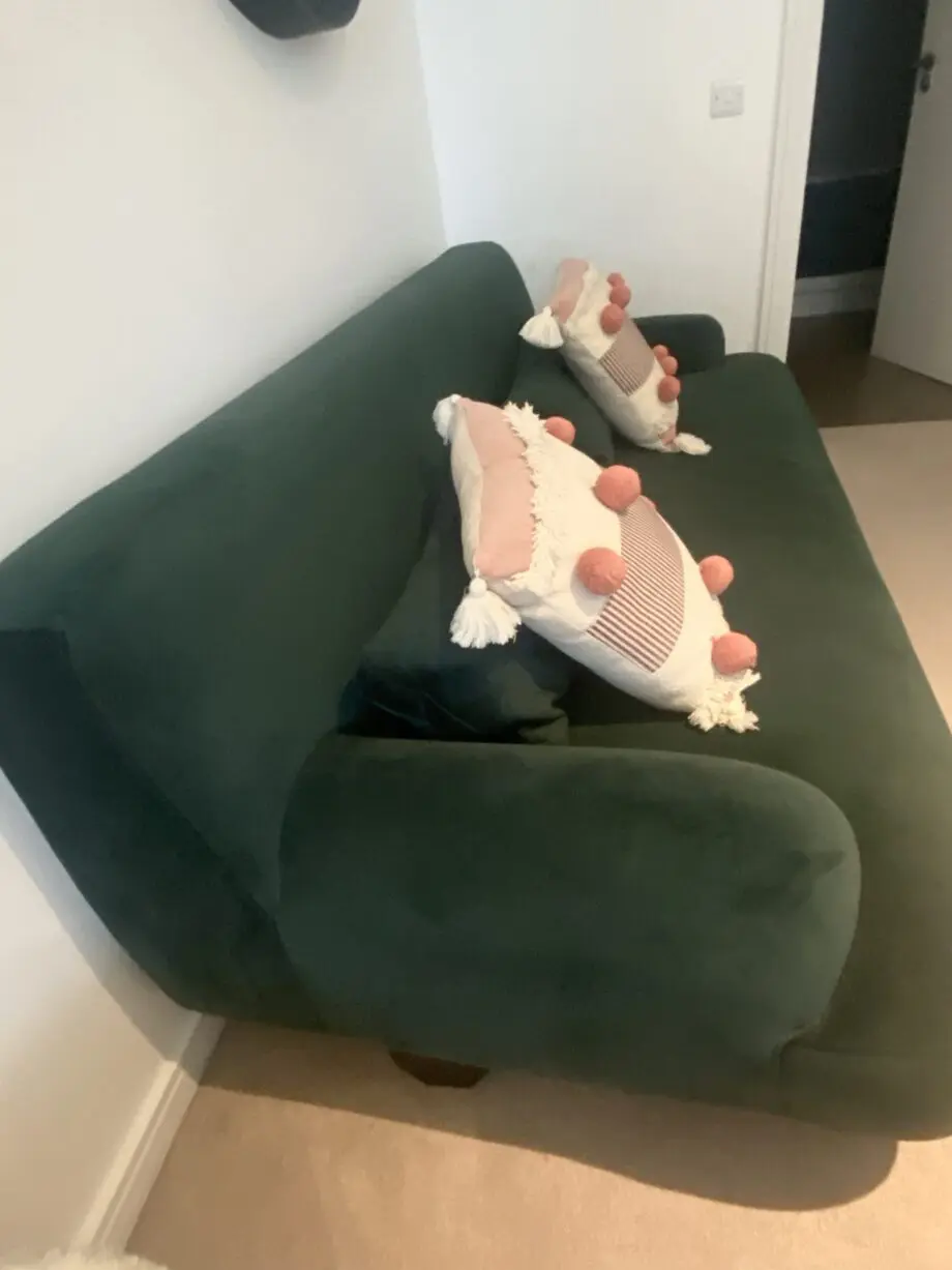 Velvet green made.com three seater sofa