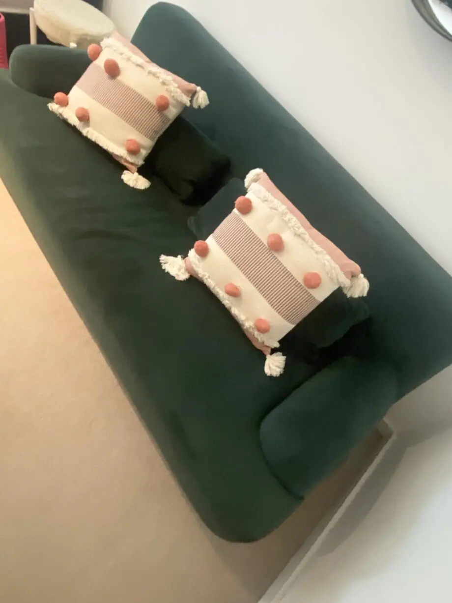 Velvet green made.com three seater sofa