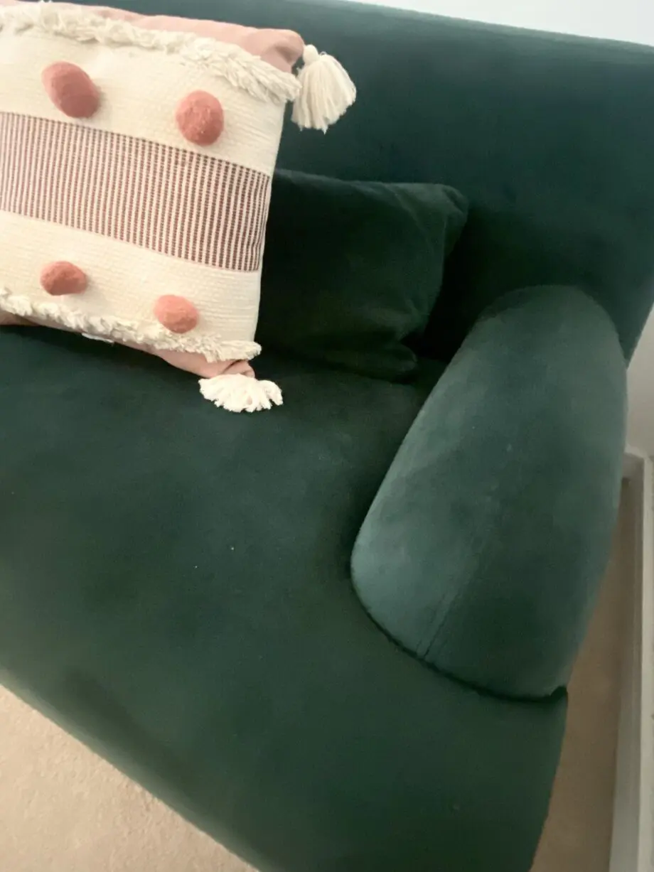 Velvet green made.com three seater sofa
