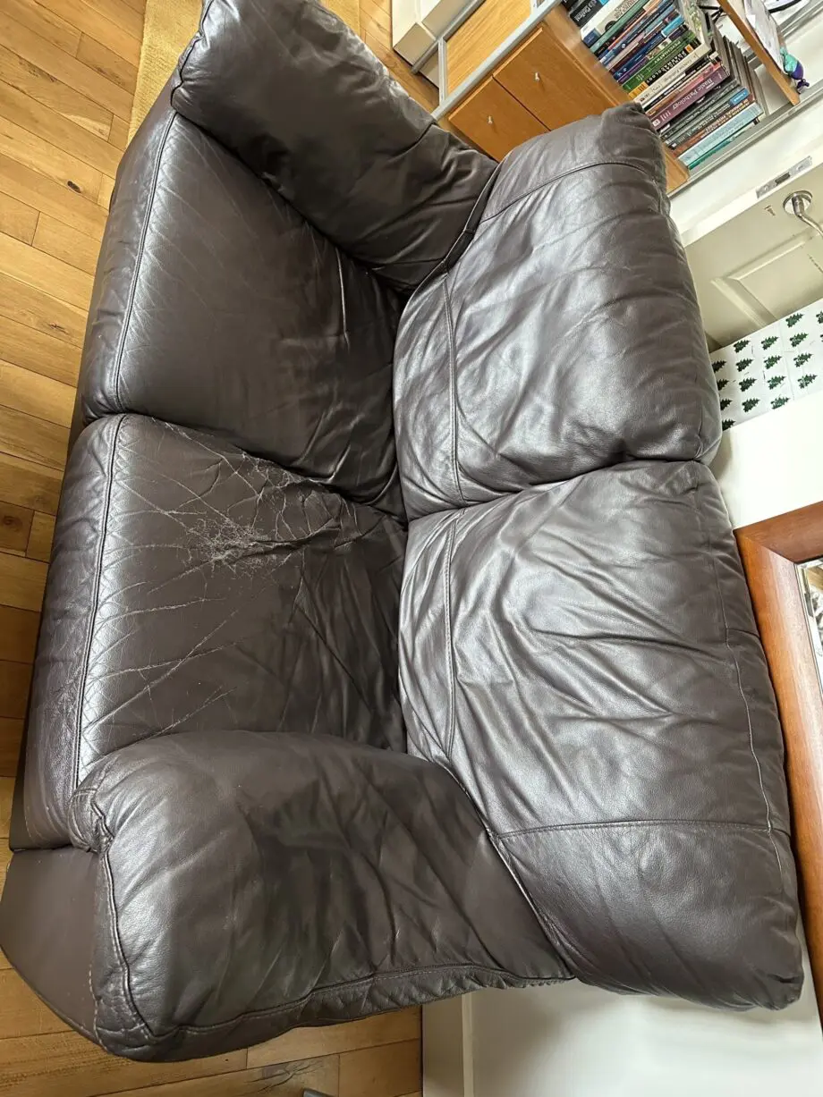 Brown leather sofa