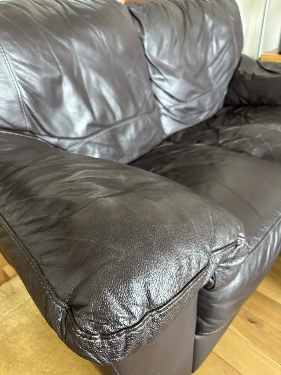 Brown leather sofa