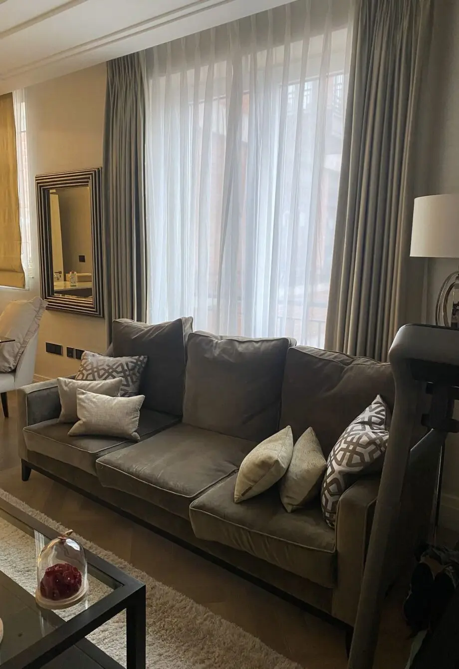 Three seater sofa - Grey/Dark Green