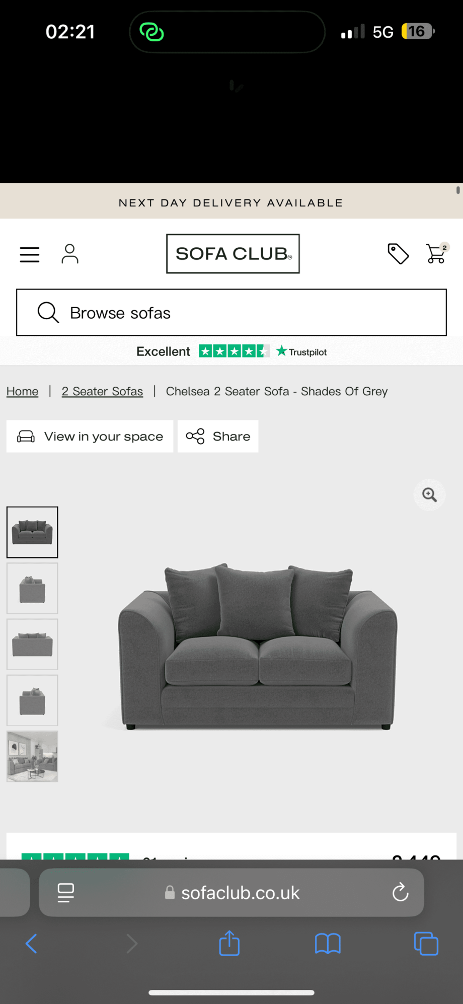 Sofa Club 2 seater sofa + footstool