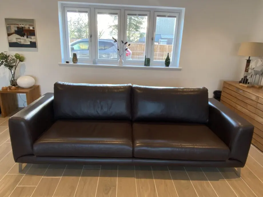 BoConcept Fargo design four seater brown leather sofa’s two for sale