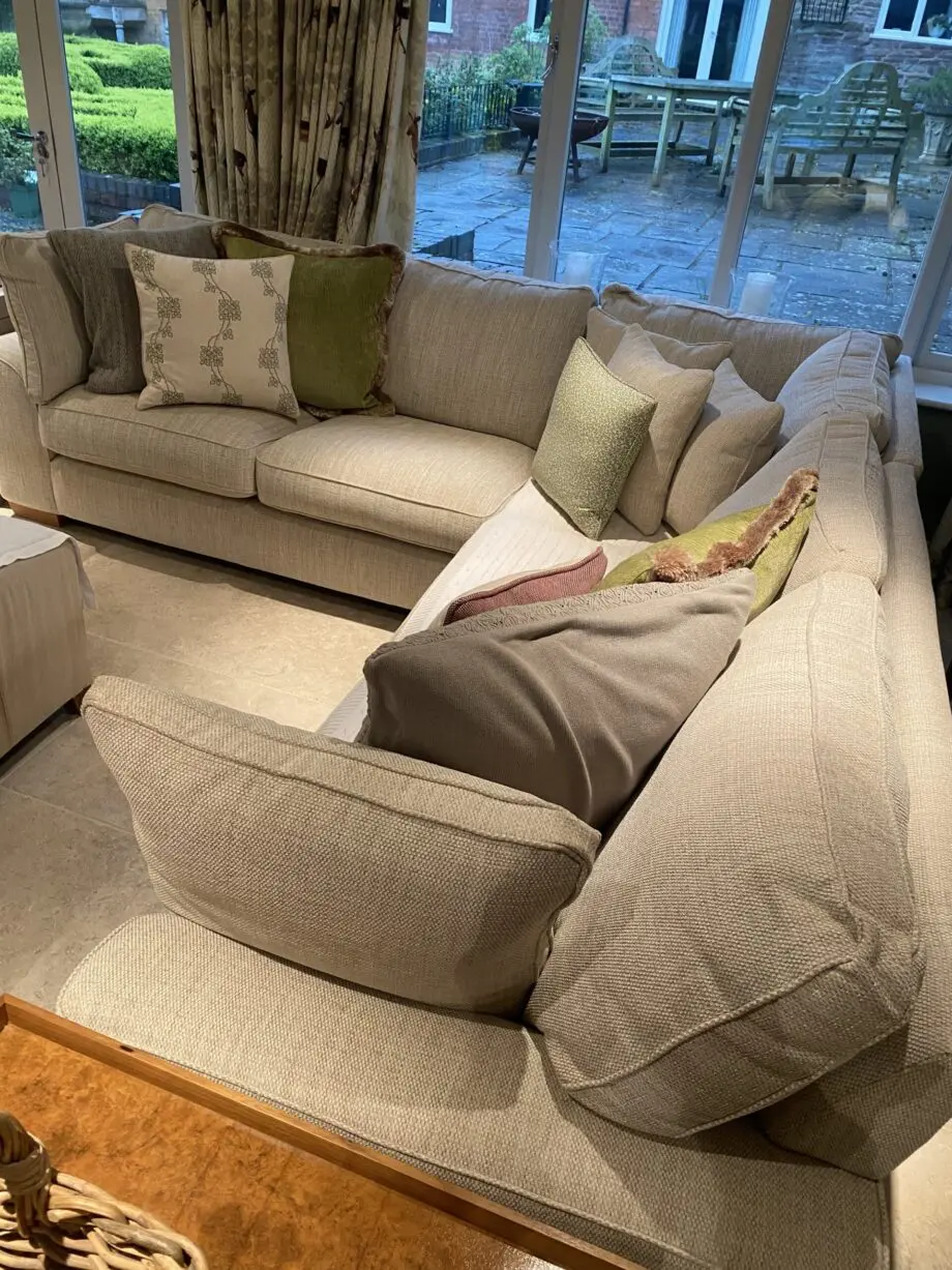 Large immaculate L shaped sofa