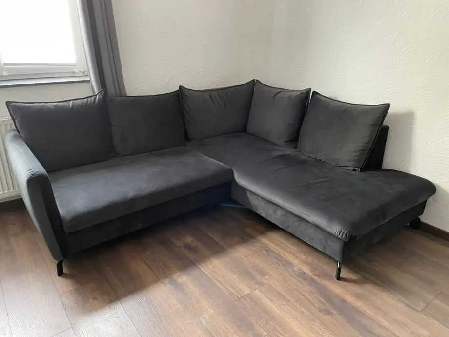 Modern Dark Grey Corner Sofa with Chaise - Excellent Condition