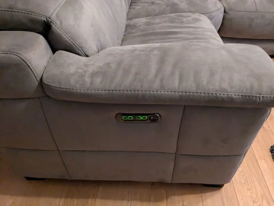 Sofology Laurence 5 seater corner sofa with double powered recliners in washed velvet charcoal