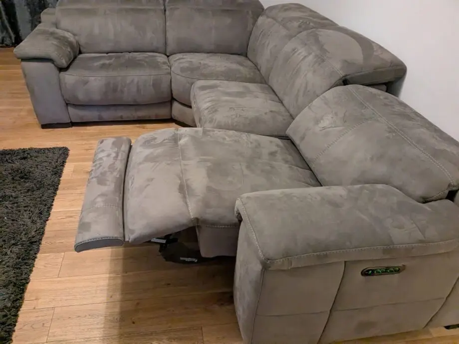 Sofology Laurence 5 seater corner sofa with double powered recliners in washed velvet charcoal
