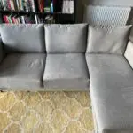 L-Shape Light Grey Brushed Fabric Chaise Sofa