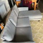 L-Shape Light Grey Brushed Fabric Chaise Sofa