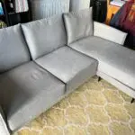 L-Shape Light Grey Brushed Fabric Chaise Sofa