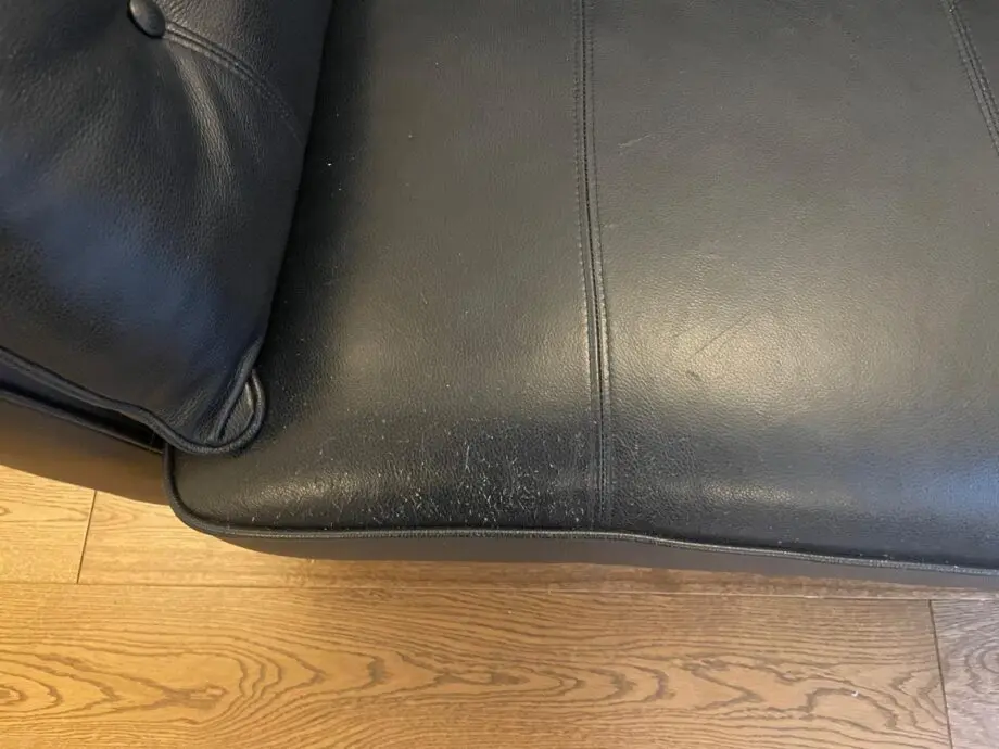 DFS Zinc Blue Leather Sofa