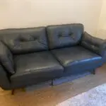 DFS Zinc Blue Leather Sofa