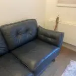 DFS Zinc Blue Leather Sofa