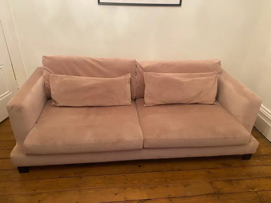 DWELL Lugano 4 seater pink velvet sofa