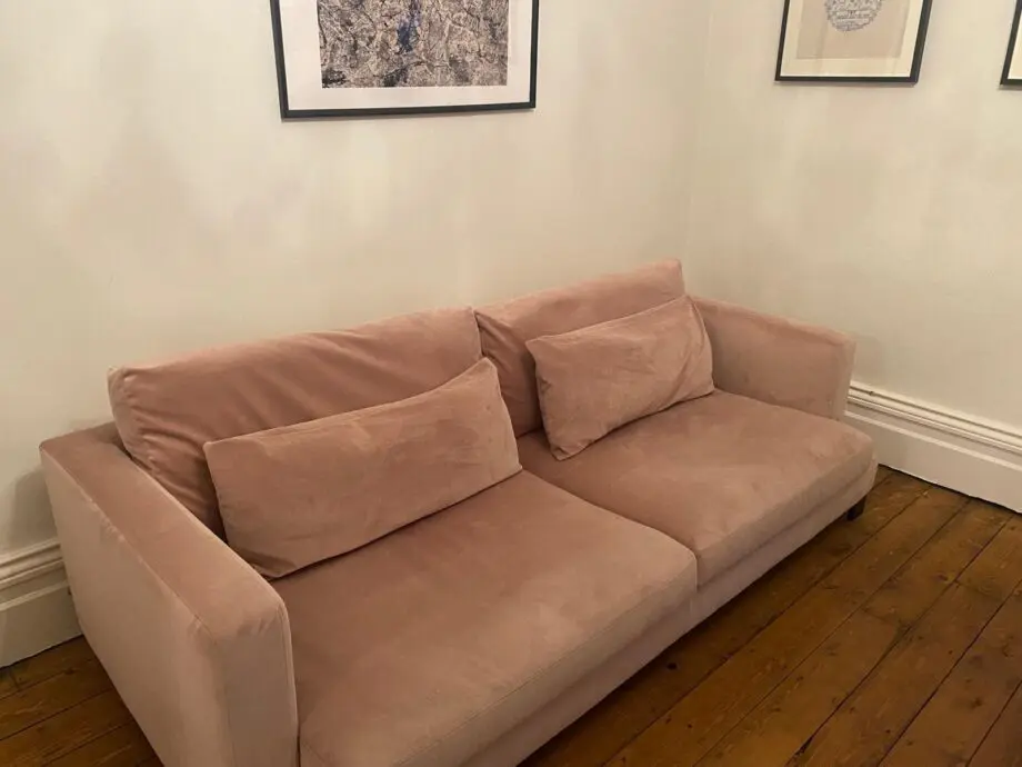 DWELL Lugano 4 seater pink velvet sofa