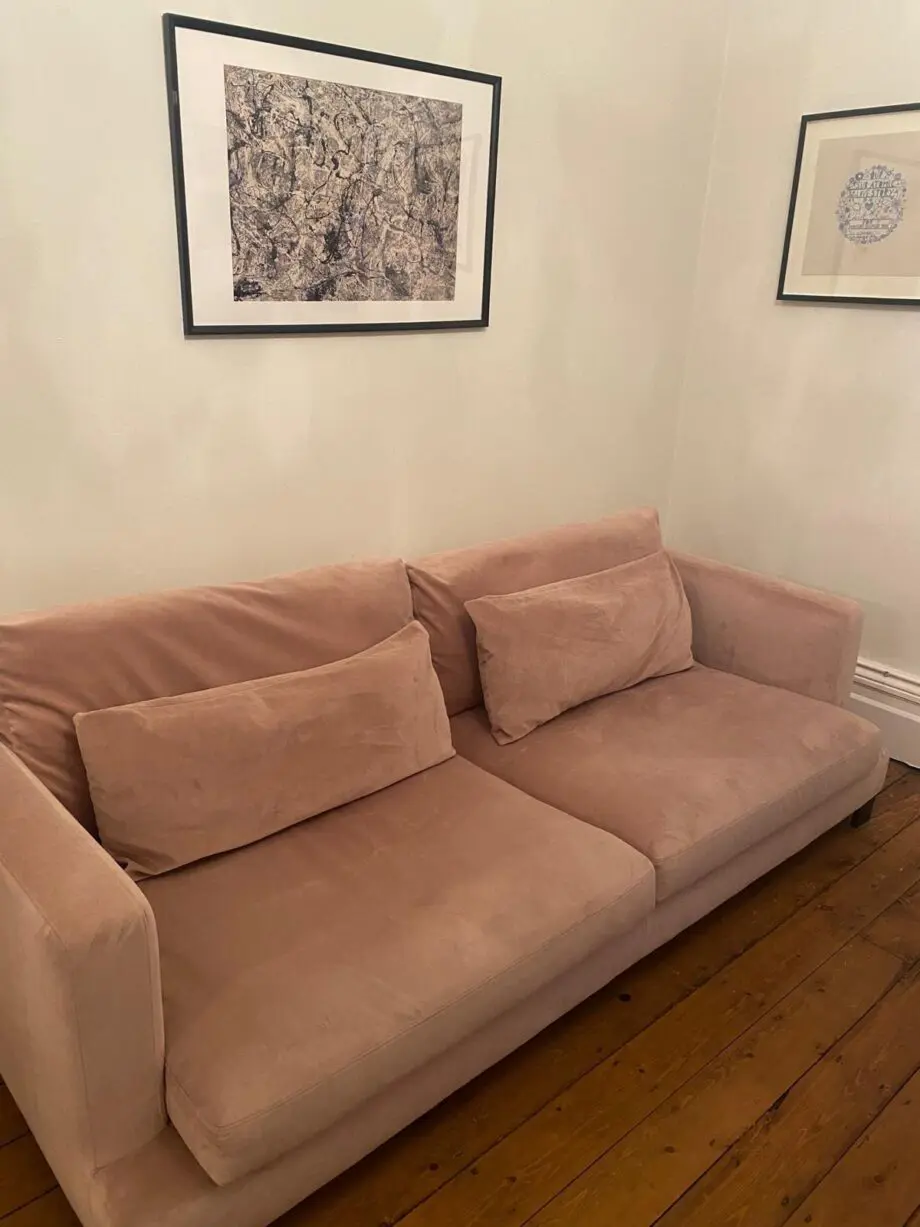 DWELL Lugano 4 seater pink velvet sofa