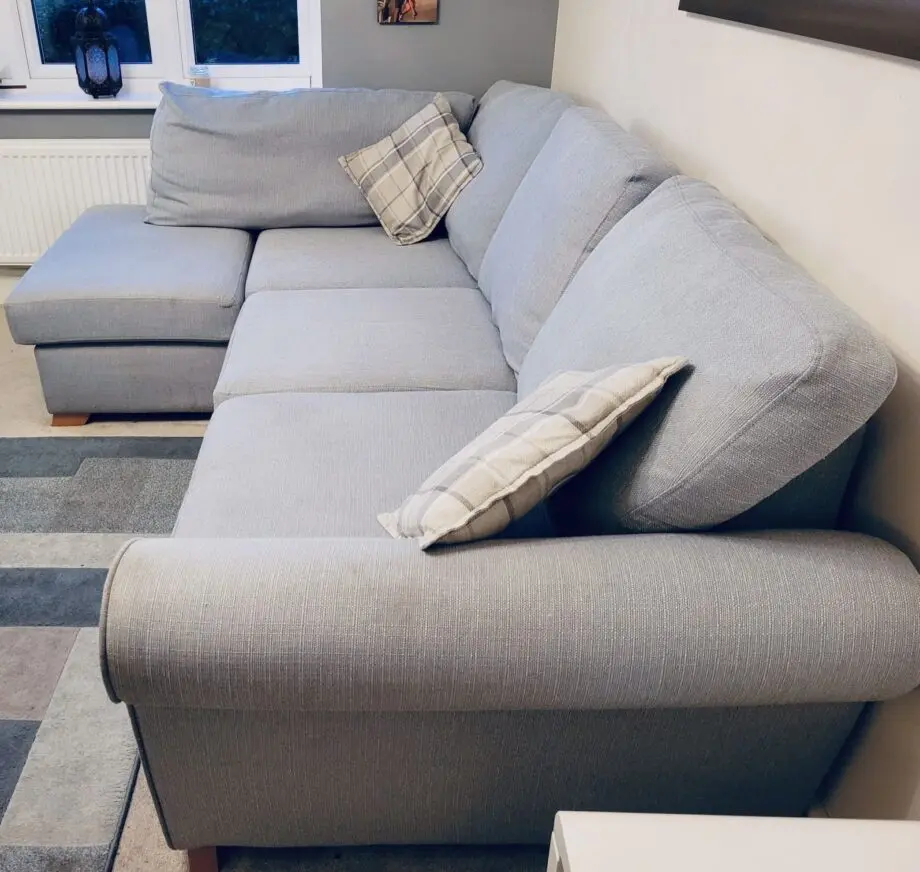 DFS Owen blue combination, Formal back right hand facing arm corner sofa.