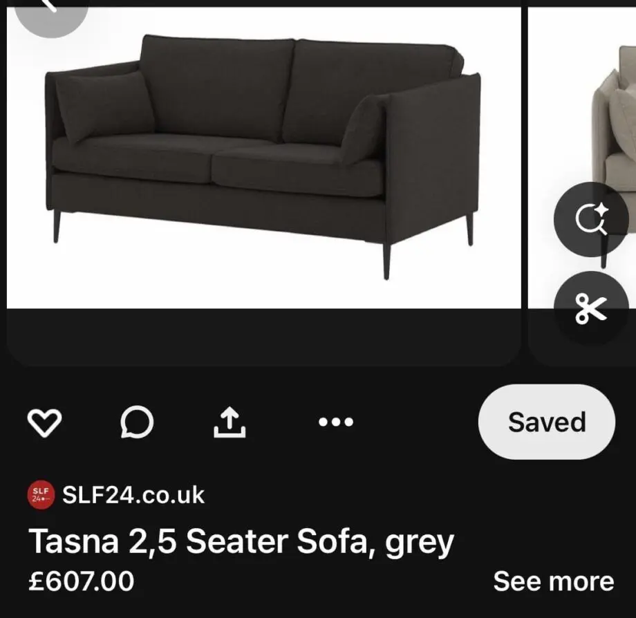 Tasna, 2.5 Seater Sofa, Grey/Black