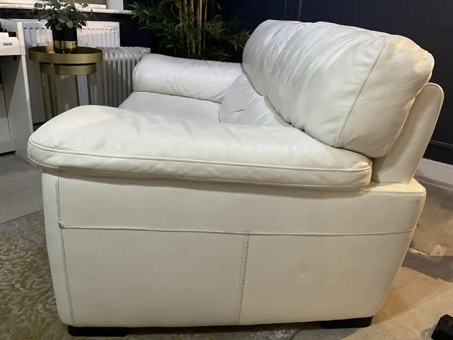 White leather two seater sofa