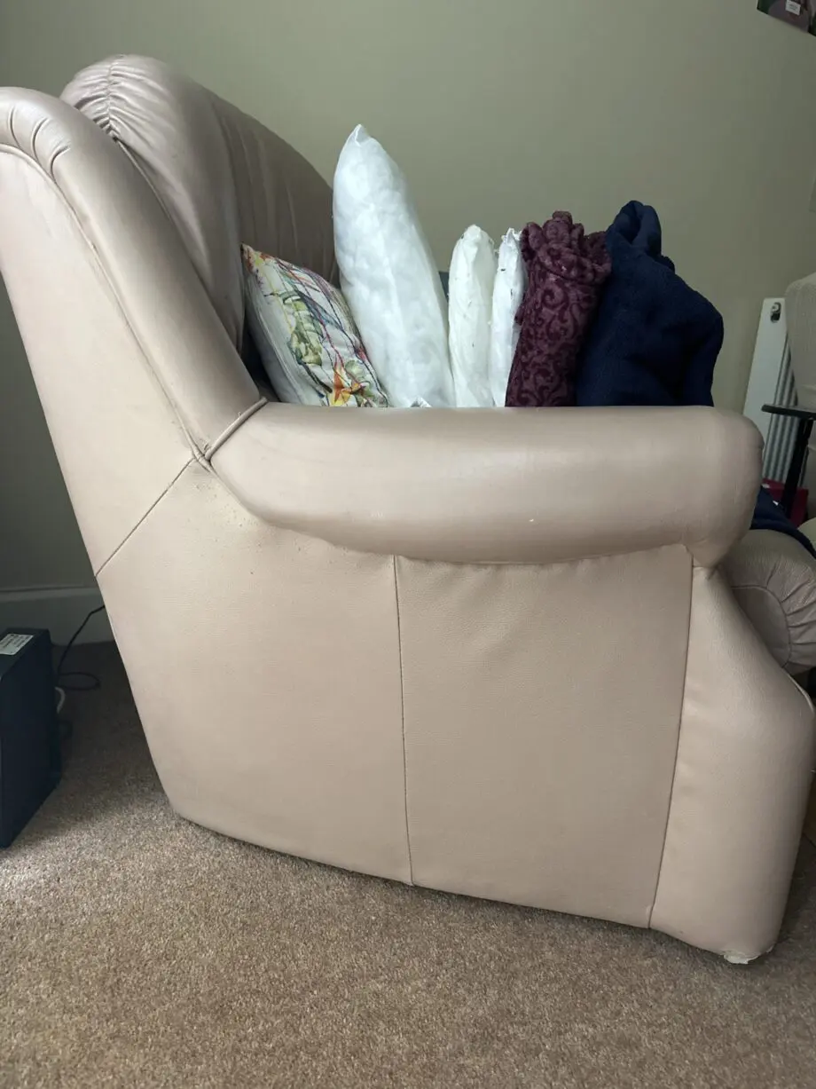 Pink leather armchair