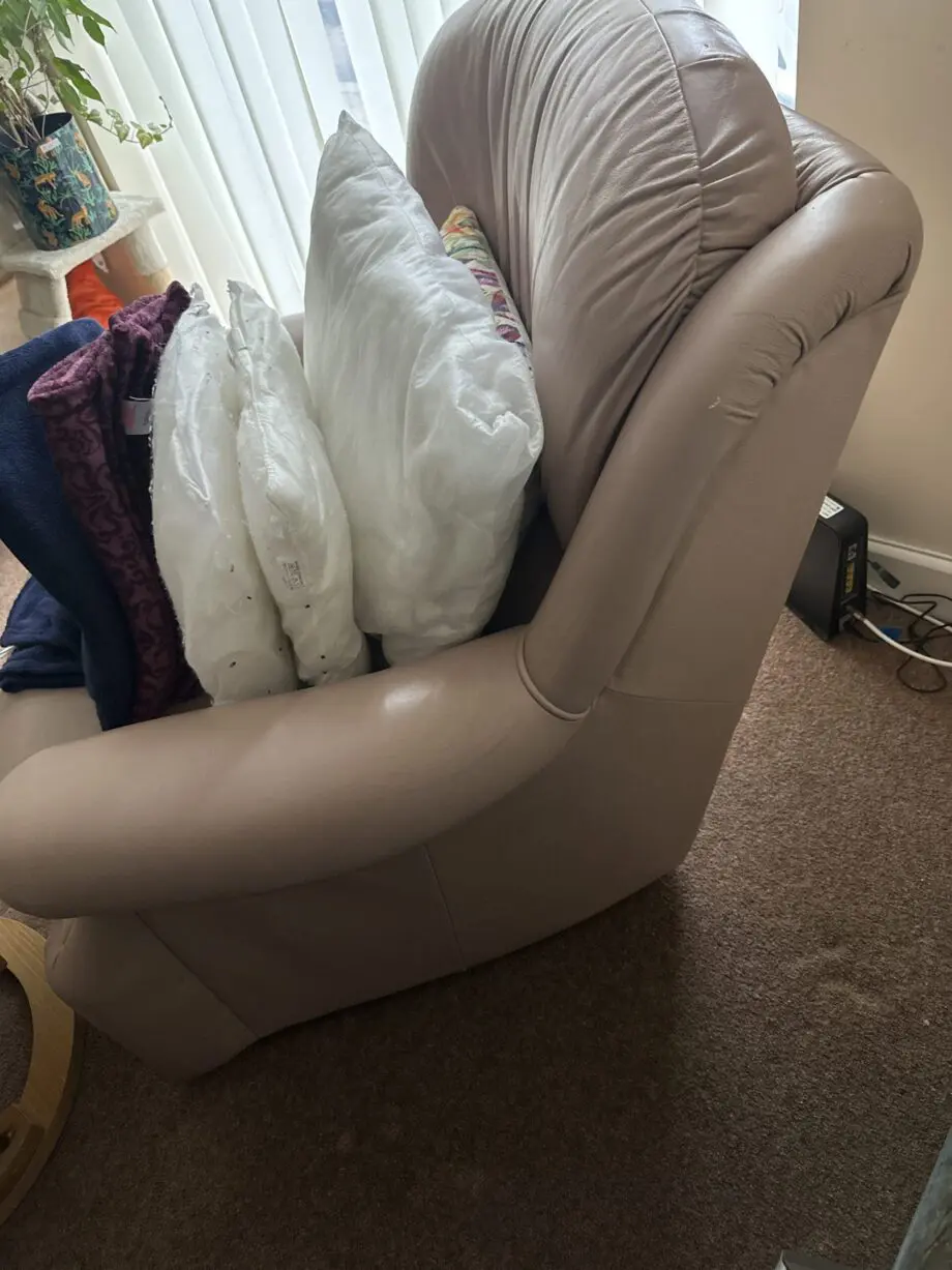 Pink leather armchair