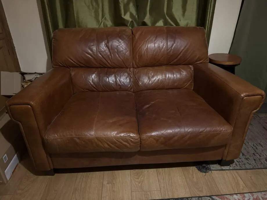 Two seater sofa, tan, italian leather