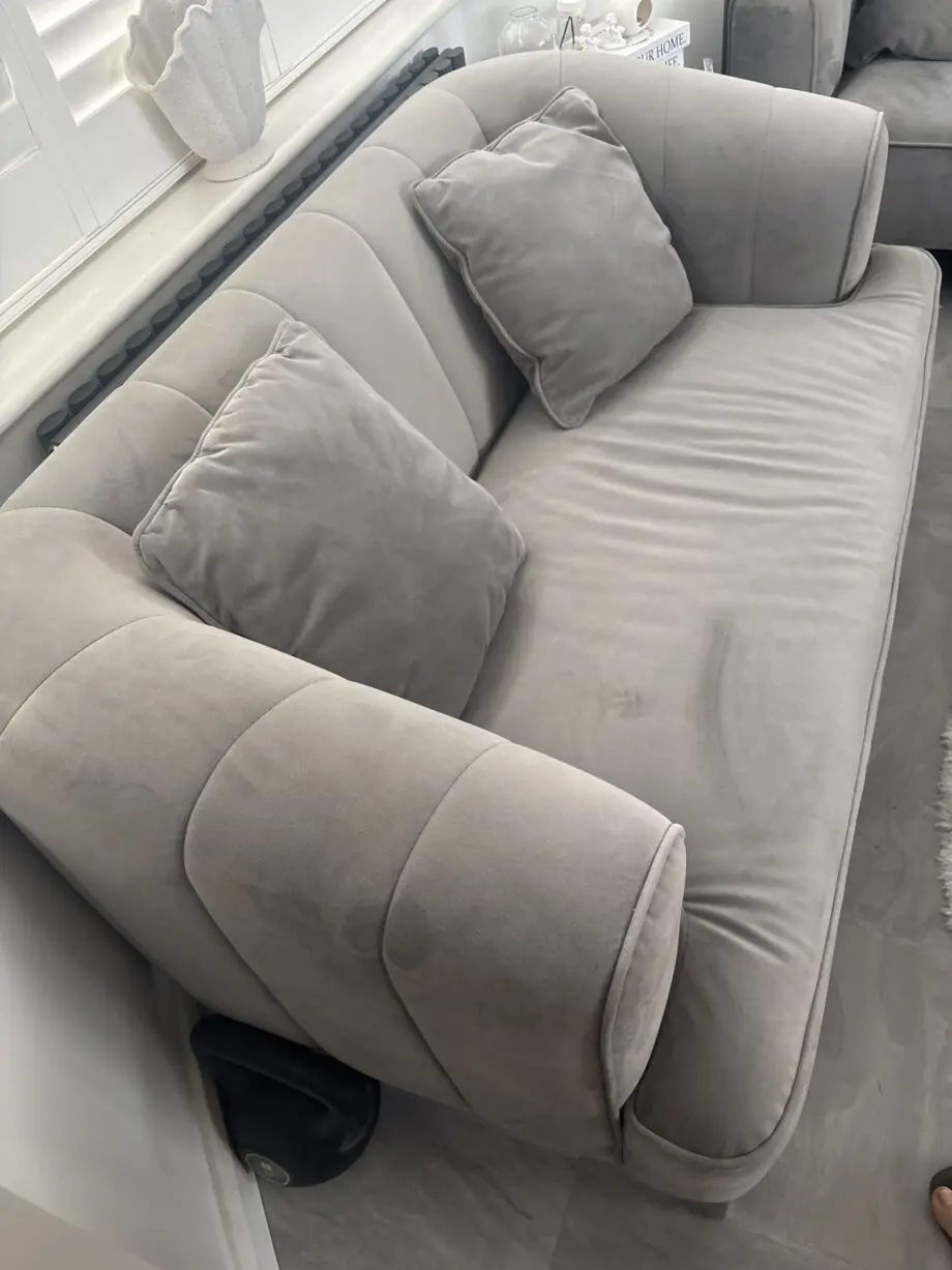 3 seater and 2 seater, velvet light grey. Brand name Danetti