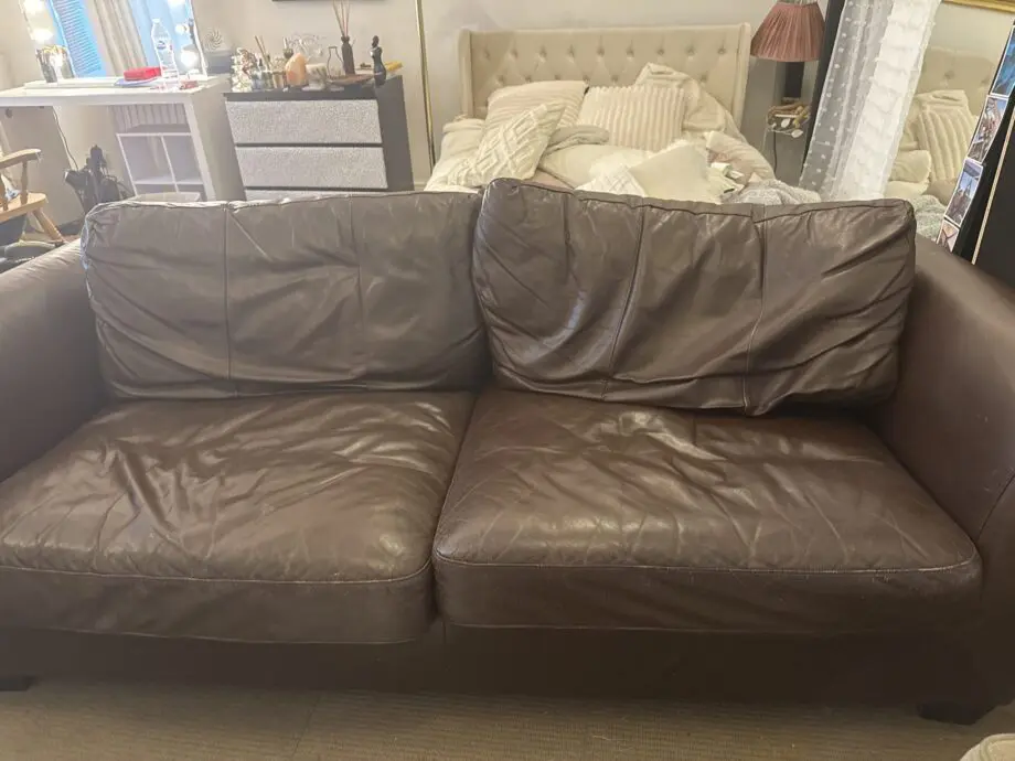 Brown leather sofa