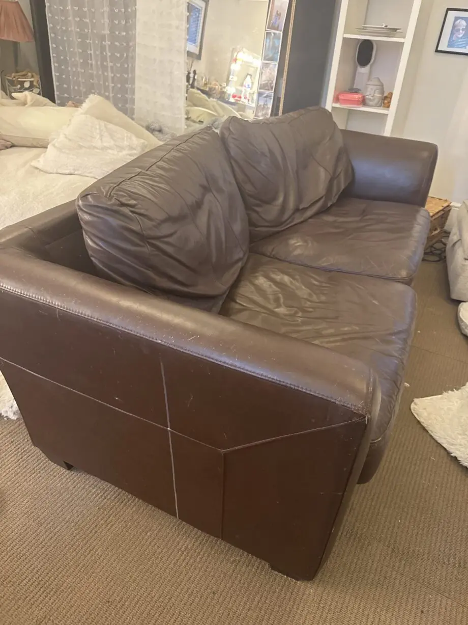 Brown leather sofa