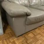 Grey leather 3 seater sofas x2