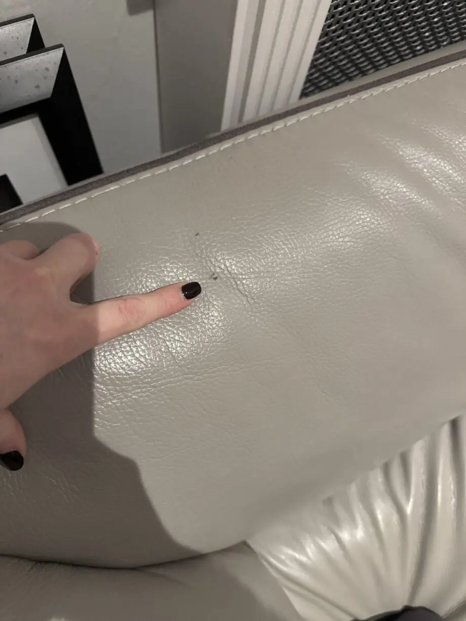 DFS Three seater + footstool - leather two tone