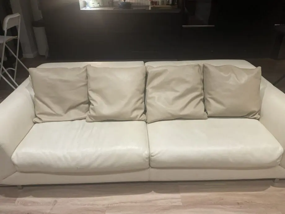 Rochebobois cream leather 2 seater sofa
