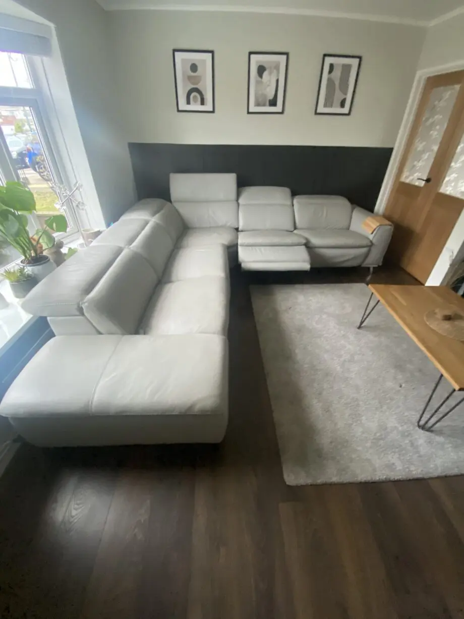 DFS Vernosa leather heated electric recliner corner sofa