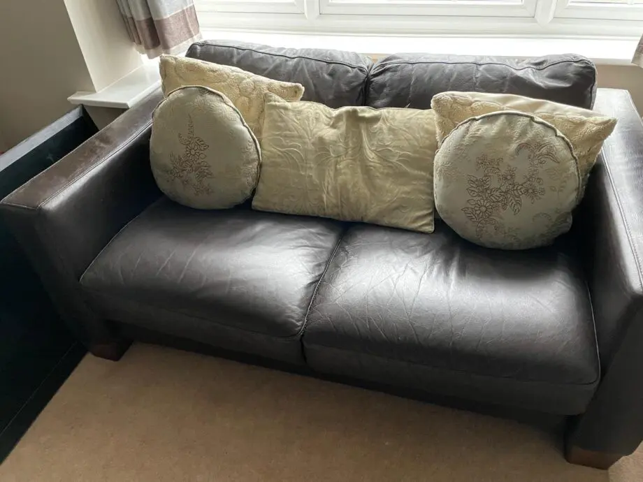Brown leather sofa