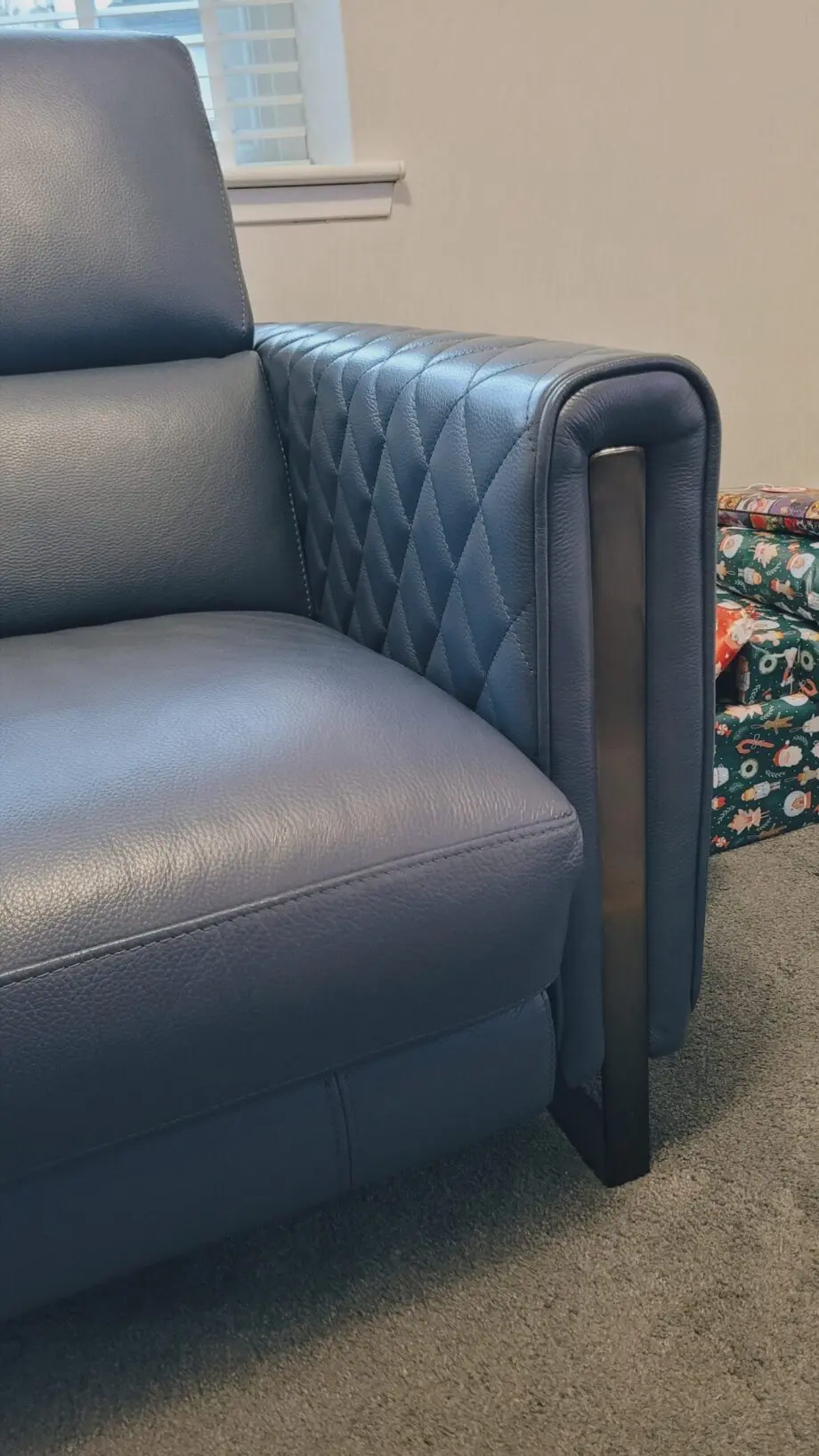 DFS Vortex Double Electric leather corner sofa, denim blue