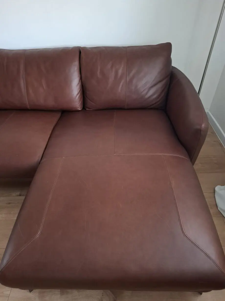 Sofology Alder 3 seater with right hand facing chaise brown leather
