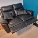 LA Z BOY black leather 2 seater electric recliner with matching electric recliner chair
