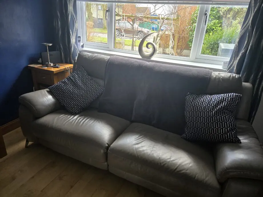 Gorgeous world of leather, elephant grey sofas