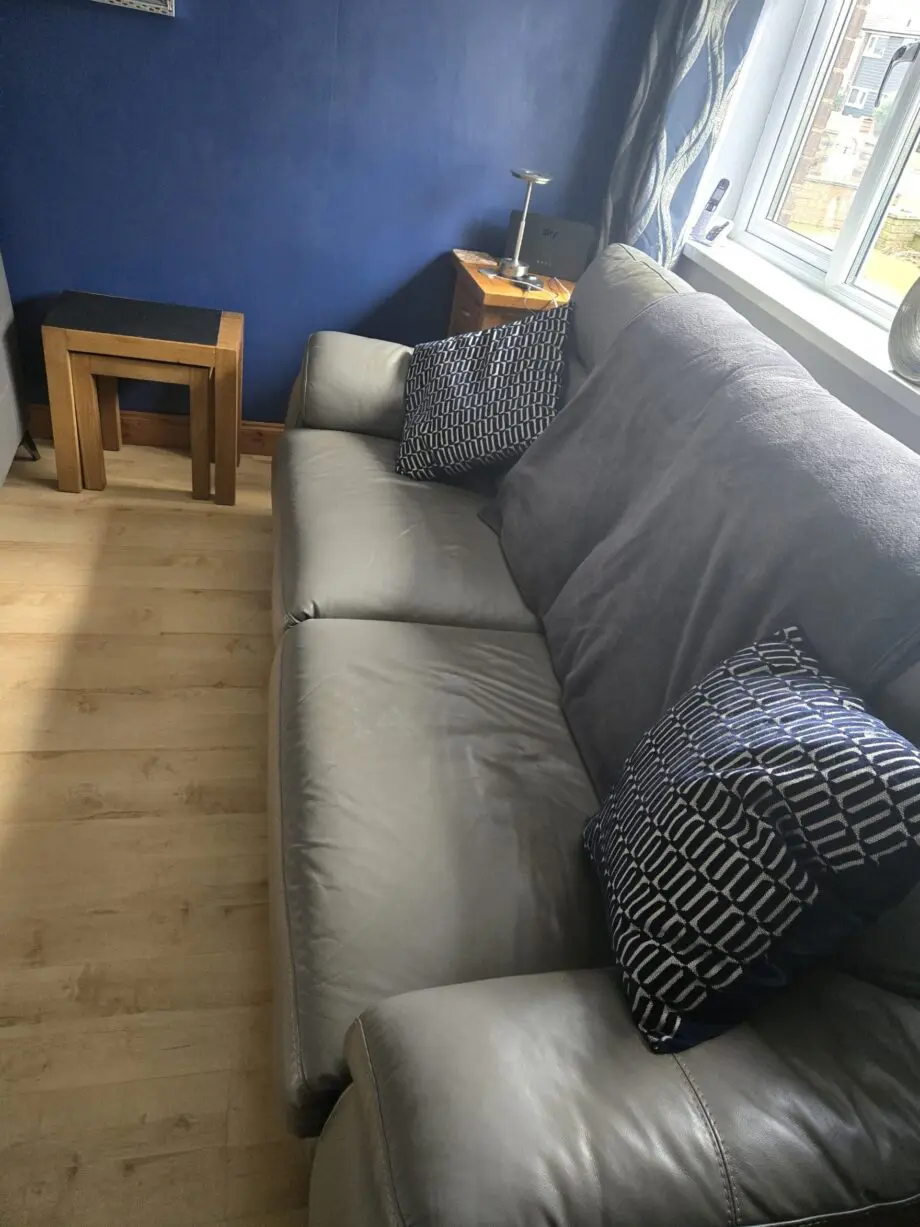 Gorgeous world of leather, elephant grey sofas