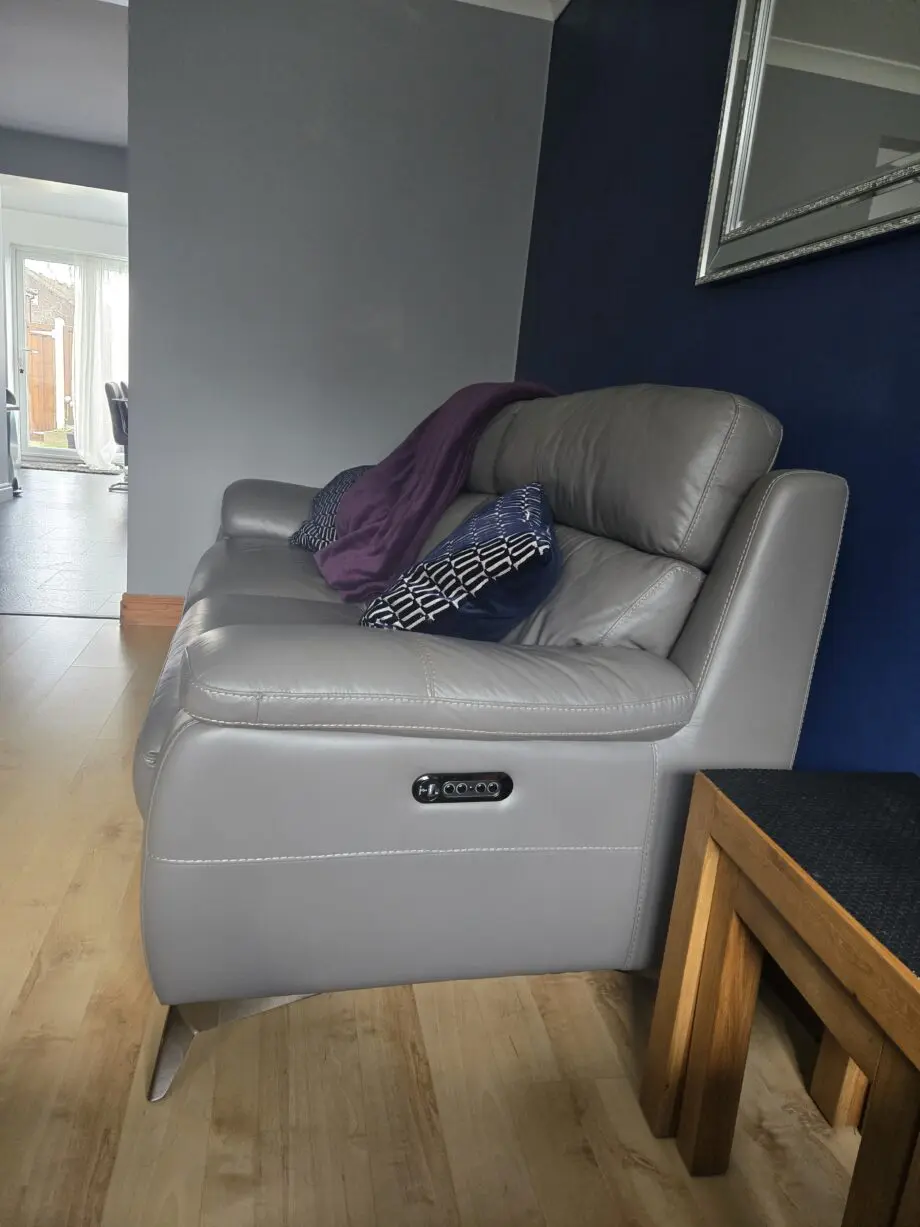 Gorgeous world of leather, elephant grey sofas