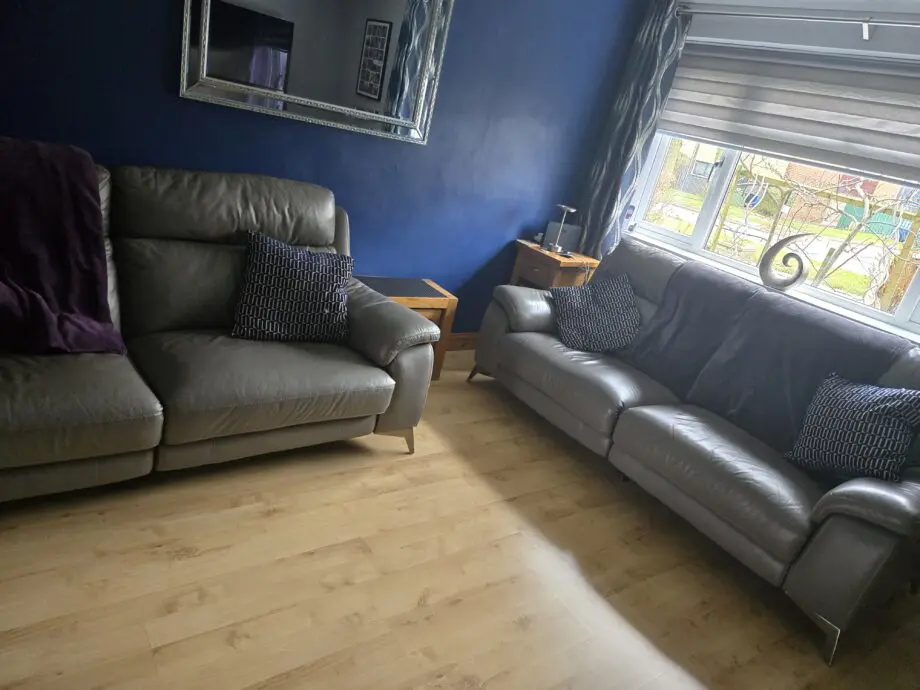 Gorgeous world of leather, elephant grey sofas