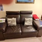 2 x dark brown leather sofas