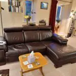 2 x dark brown leather sofas