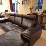 2 x dark brown leather sofas